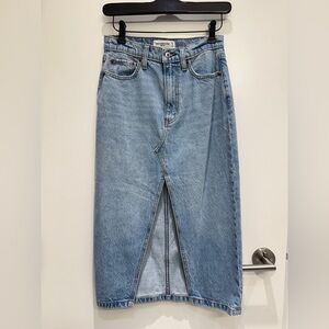 Abercrombie & Fitch Light Blue Denim Midi Skirt